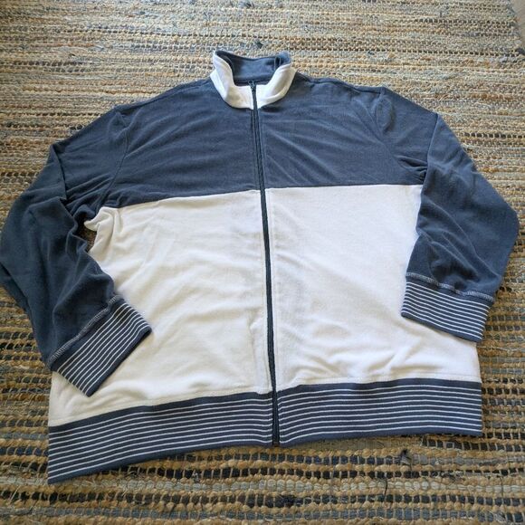 Bullock & Jones XL Zip Up Sweatshirt Blue White Colorblock L/S Full Zip Jacket - Picture 2 of 7